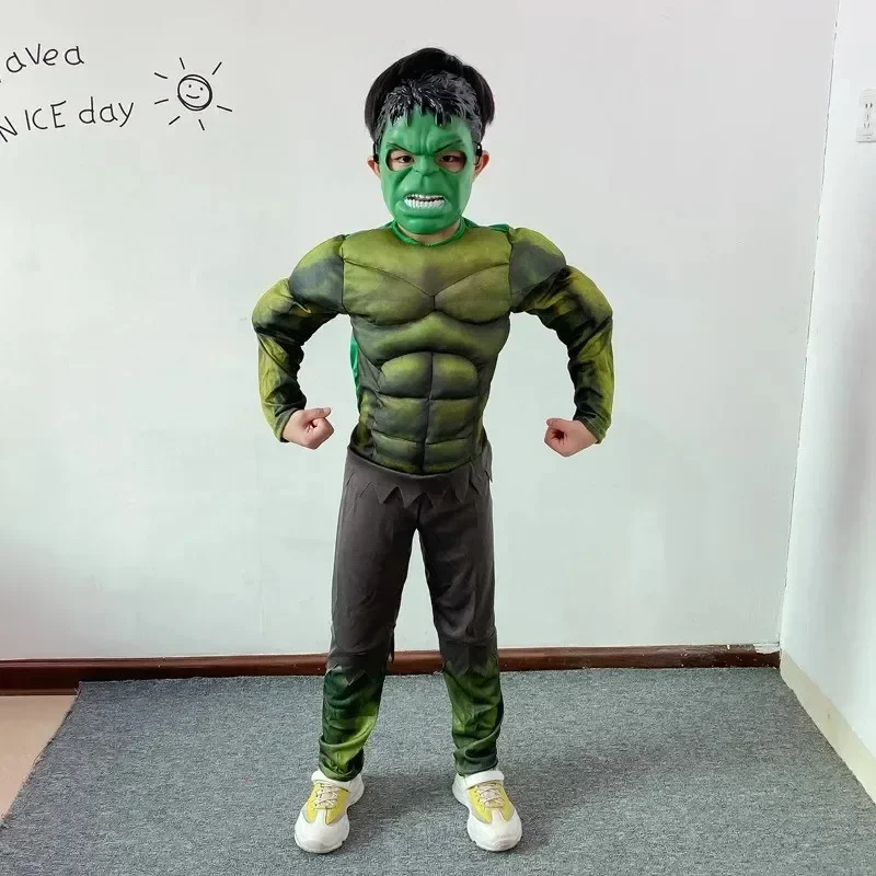新 2025 ハロウィンボーイズスーパーヒーローコスチューム筋肉スーツグリーンジャイアントコスプレ服子供アニメパーティー誕生日ギフトドレス wrl88 z