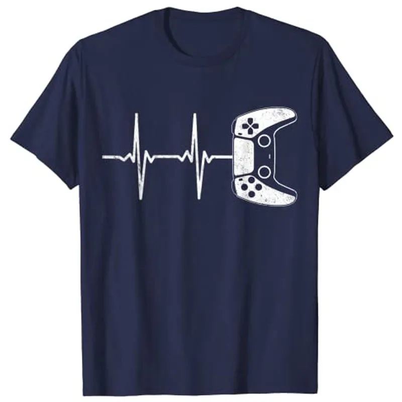 Gamer Heartbeat T-Shirt Funny Video Game Gift Boys Men Gamer T-Shirt Y2k Cute Heart Graphic Clothing Short Sleeve Blouses Casual