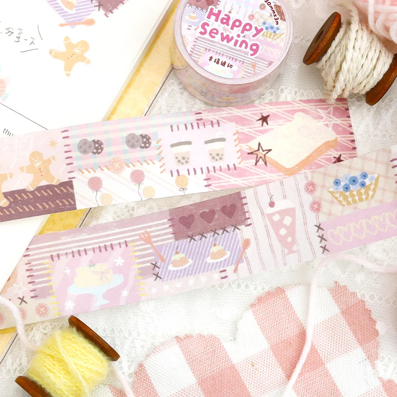 30mm*3m Kawaii Cartoon pattern Label Journal Material PET Tape Creative DIY Collage Scrapbooking Masking Tapes School Stationery