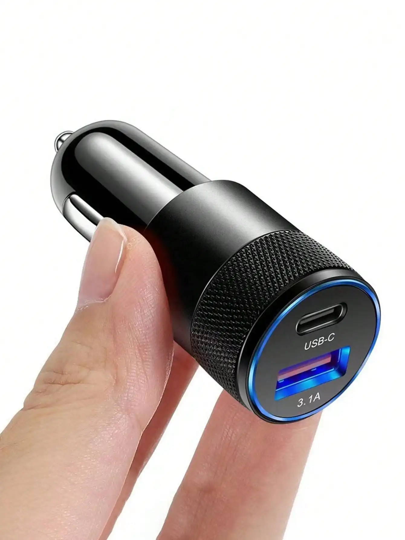 3,1 A USB + PD Metall Autoladegerät Aluminiumlegierung Handy Autoladegerät Zufällige Farbe 1 Stück