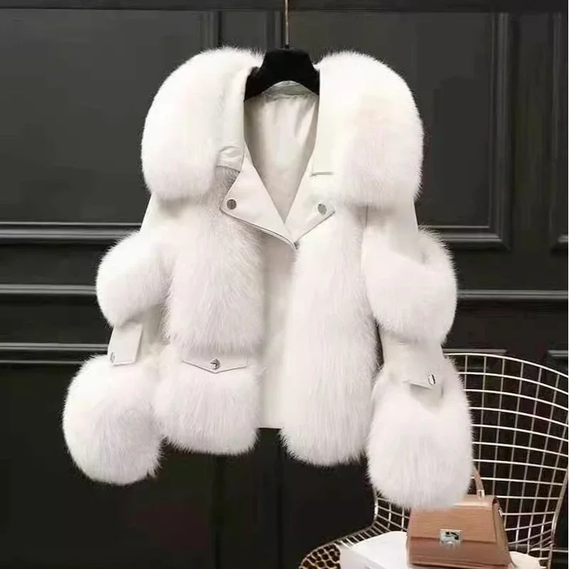 High Quality Imitation Fur Coat Women's Vest Short Clothing Autumn Winter Patchwork Slim Fashion Versatile Warm Female Jackets