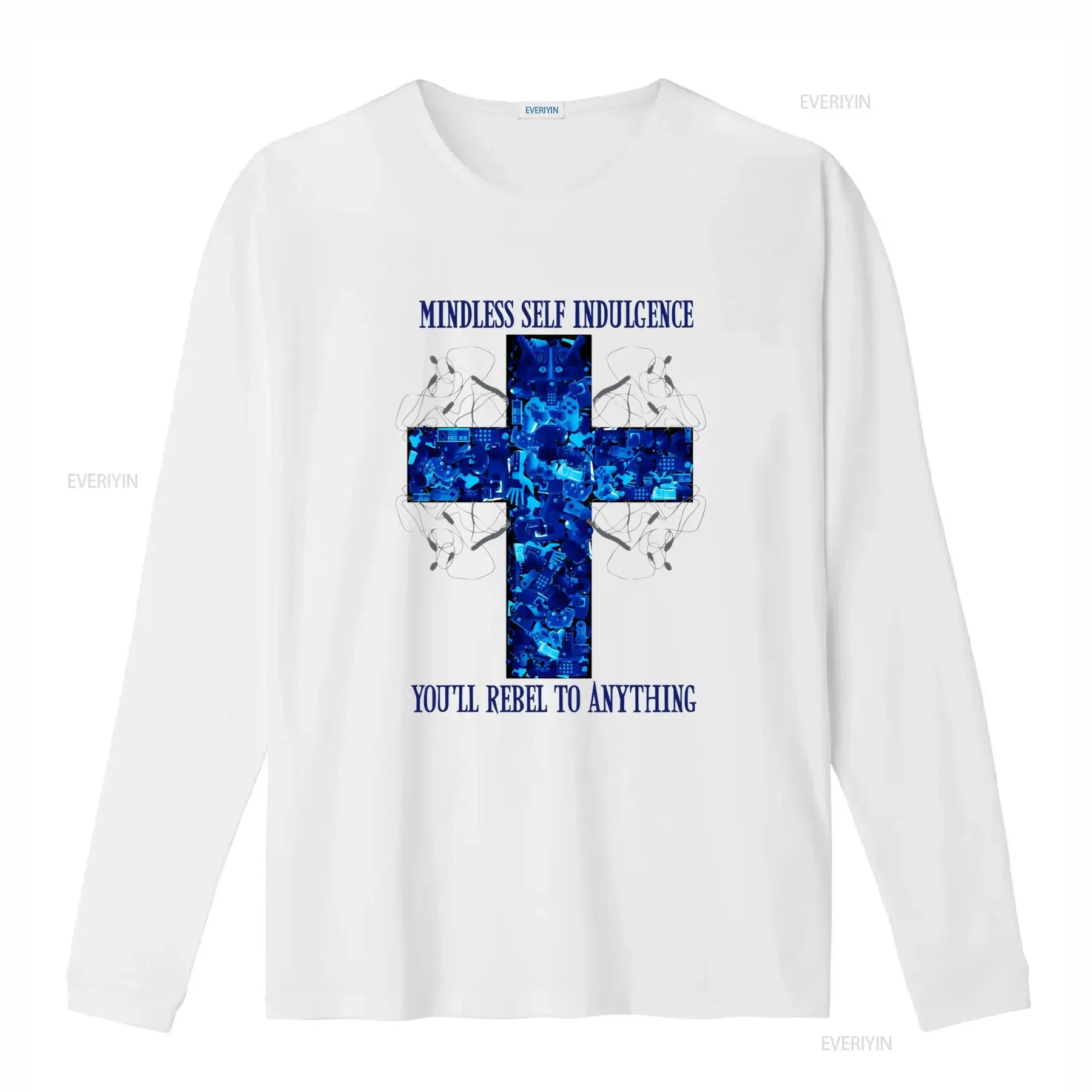 Mindless Self Indulgence Album Band Cotton T Shirt for Fan S to 5XL Unique Blue Tech Cross Design vintage Washed fashion
