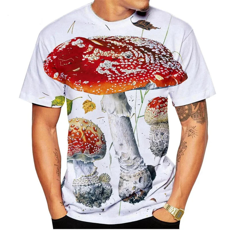 Fashion Funny Mushroom 3D Printed T-shirt For Men Casual Short Sleeve Mushroom Graphs T-shirt Women Clothes Harajuku Y2k Tops