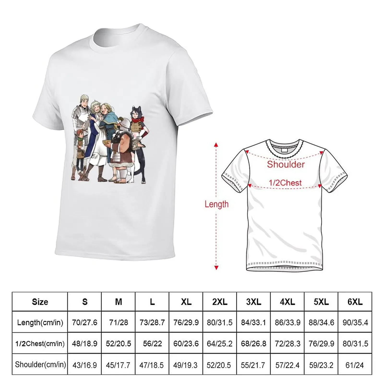dungeon meshi T-Shirt Basic Plain Tee for Spring and Summer