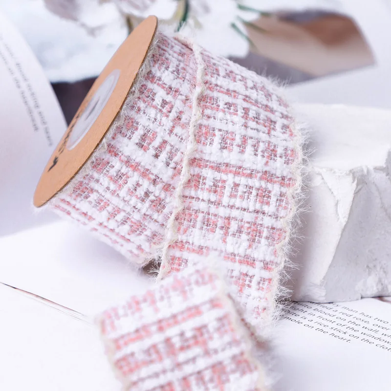 50yards Tweed Cotton Wool Ribbon Scallop Side Tape For DIY Make Bowknots Girl Hair Accessories Material Handmade Cloth Sewing