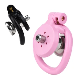 Pink Male Penis Chastity Cage Set Small Bird Chastity Cage 4 Cock Rings With Urethral Sound Plug Penis Bondage Slave Man Sex Toy