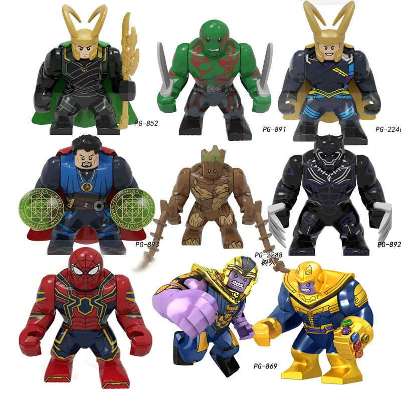 Figuras de bloques de construcción de superhéroes de Marvel para niños, muñecos de bloques de construcción de superhéroes, figuras de juguete DIY, regalo para niños, 4 piezas