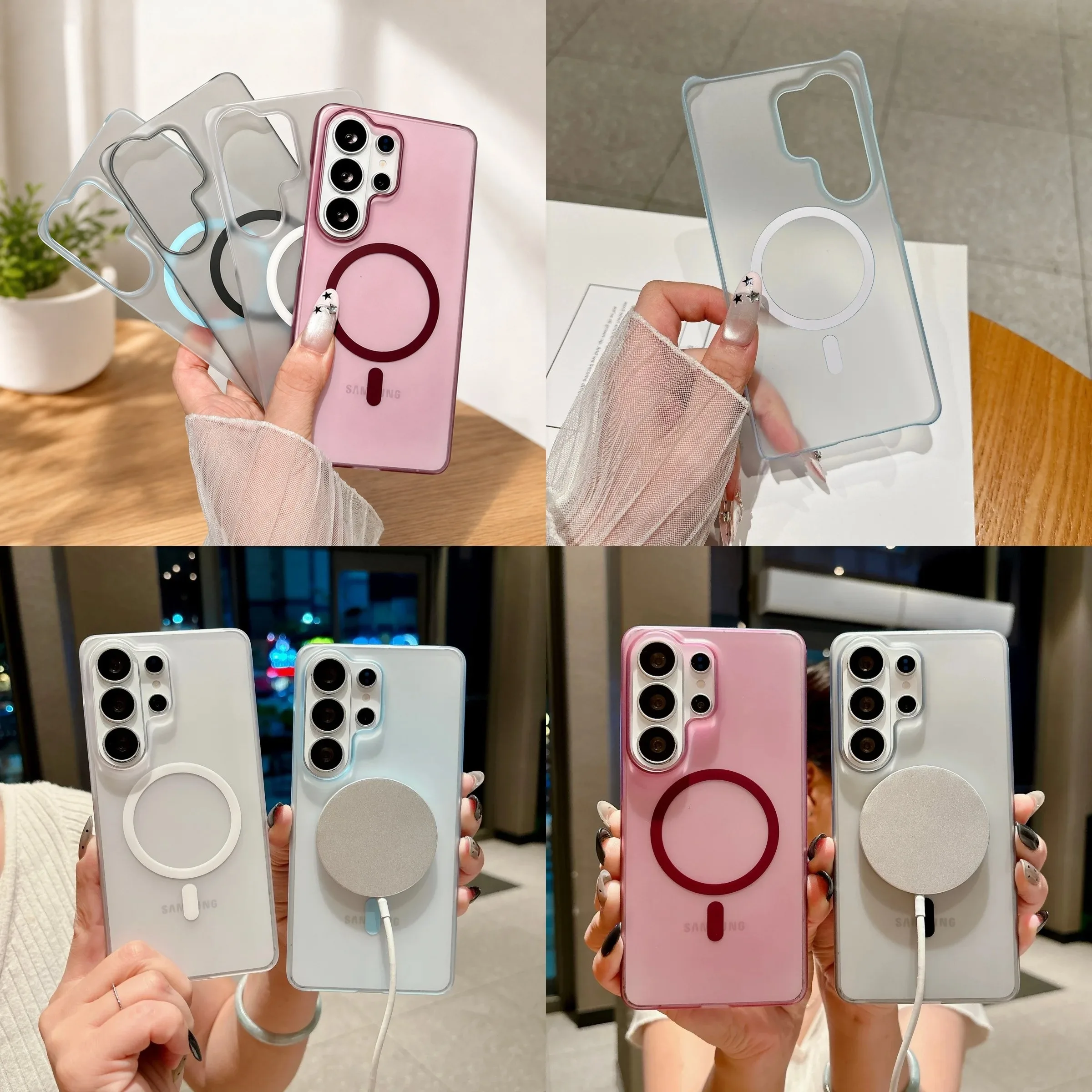 Slim Matte Clear Frameless For Magsafe Magnetic Case For Samsung S26 S25 S24 FE S23 S22 Ultra Plus A18 A57 A17 A56 A16 A55 Cover