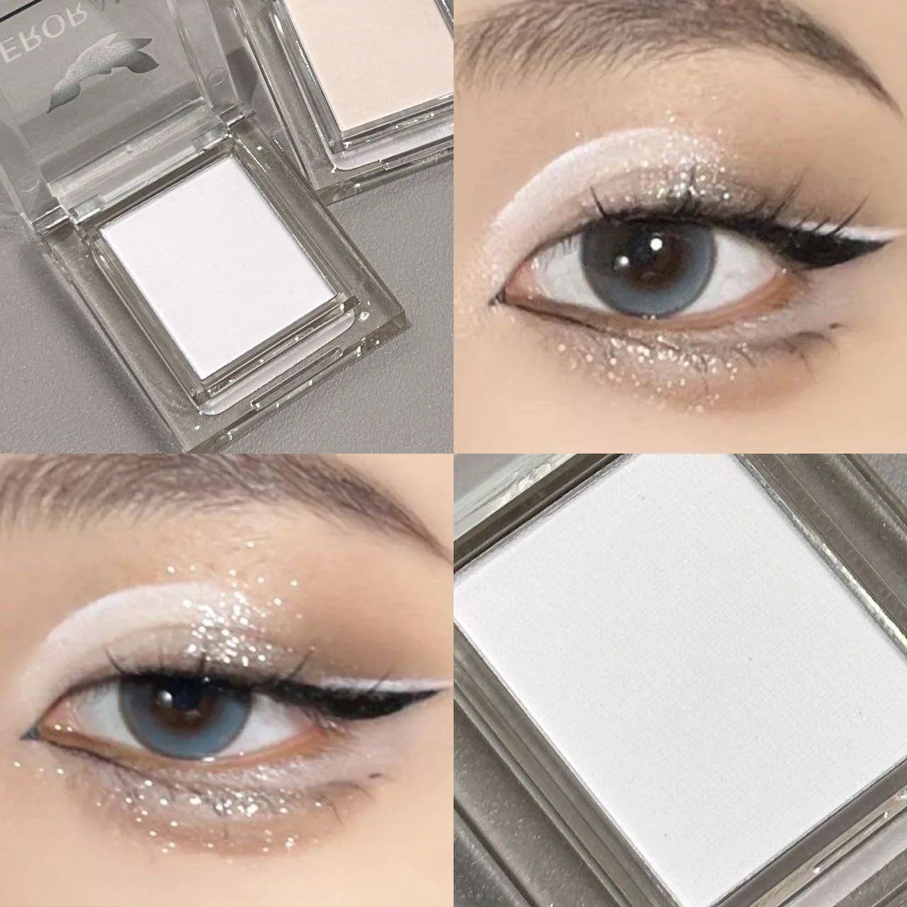 Matte highlighter glitter eye shadow contour palette with pearlescent, luminous, and finely textured shimmer