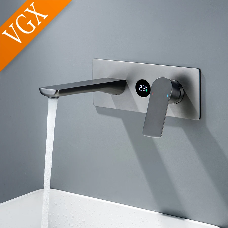 VGX Grifos de lavabo ocultos Cartucho integrado Mezclador de lavabo Grifo de baño Grifo de lavabo gourmet Grifo de agua fría y caliente Latón