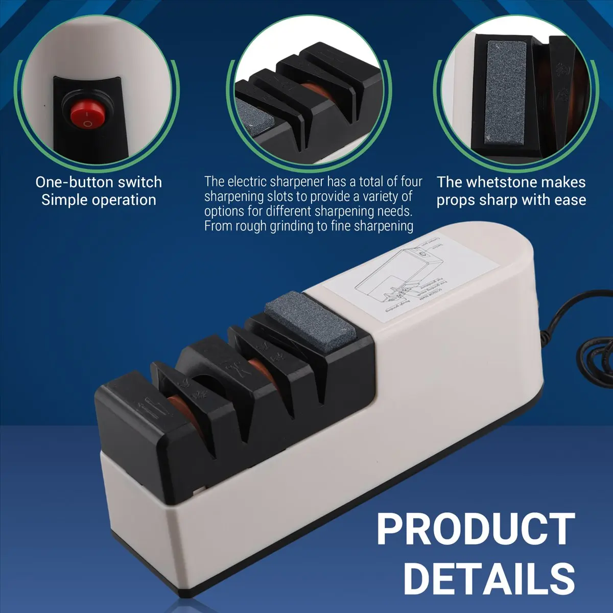 X10A USB Fast Electric Knife Sharpener Automatic Adjustable Sharpener 3 Stages for Knives Scissors Household Sharpener