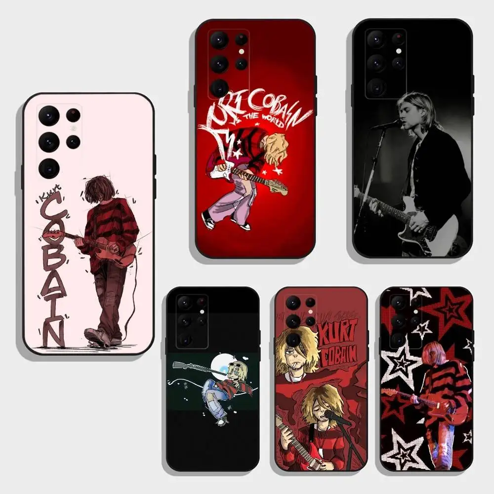 

Singer K-Kurt C-Cobain Phone Case For Samsung S25,S24,S23,S22,S21,S20,Ultra,Plus,FE Black Soft Cover