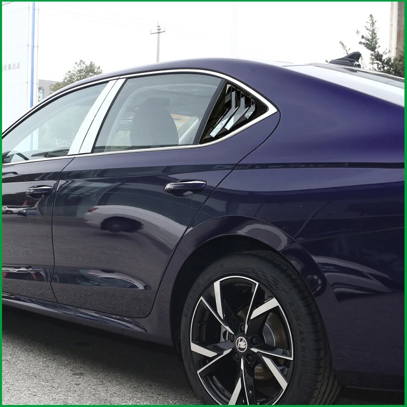 Car Styling For Skoda Octavia 4 Sedan 2020-2022 Rear Triangular Window Louver Shutters Vent Cover Trim Auto Accessories