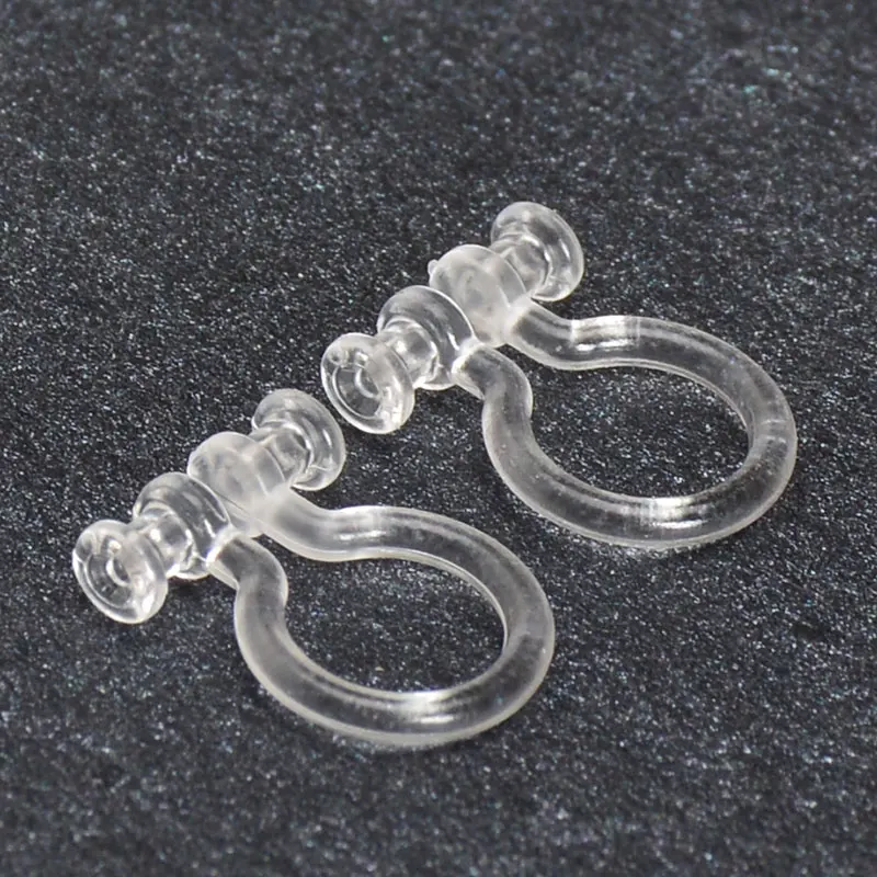 20 peças conversores de clipe de orelha não perfurados em forma de u de resina transparente com buraco duplo para brincos diy joias atacado