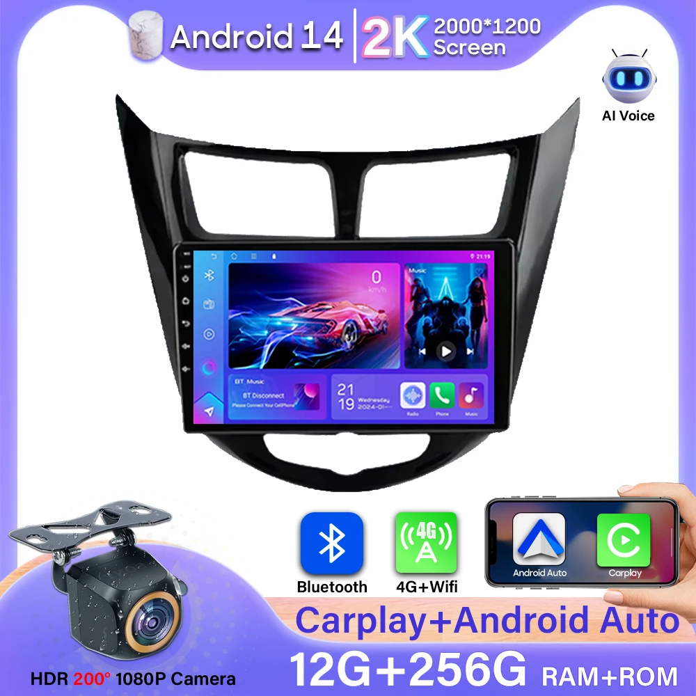 

Android 14 Carplay Car Radio Video For Hyundai Solaris Verna Accent 1 2010 - 2016 Multimedia Player No 2 Din GPS 4G DVD Wifi 4G