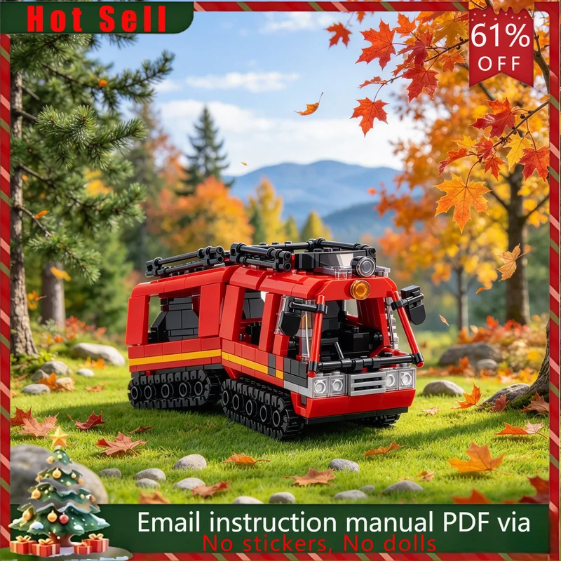 567PCS MOC FireFighters Tracked Vehicle Fire Engine Model Building Blocks DIY Assembly Gifts for Adults Collection Desktop