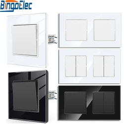 Bingelec Wall Push Button Switch 1/2/3 Gang 1Way Glass Panel Light On And Off EU Standard Mechanical Light Switch