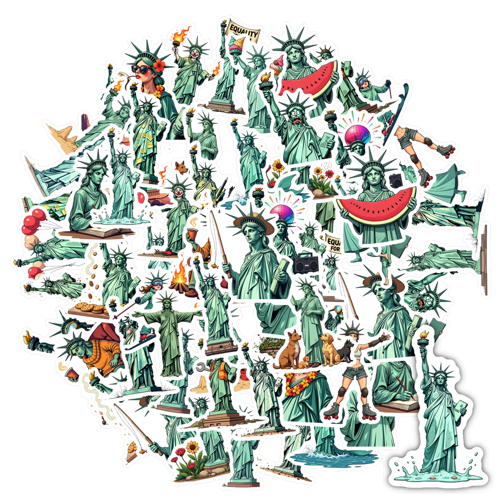 

35-100 шт., наклейки с изображением статуи Свободы, причудливые наклейки с юмором, наклейки для учителей, награды для телефона «сделай сам», гитары