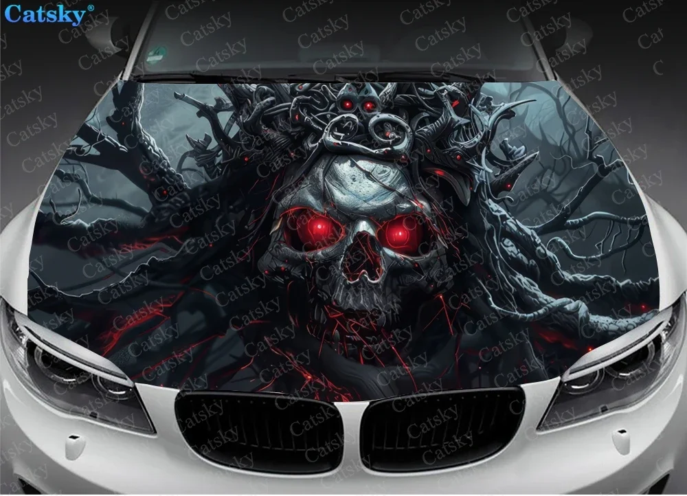 Dark Fantasy Evil Skull Car Hood Decal Stickers Wrap Vinyl Film Engine Cover Decals Sticker Car Hood Protective Film