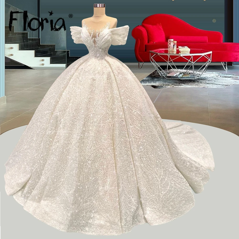 Floria-Magnifique robe de Rhde la Quinceanera avec traîne royale, tenue de mariage perlée, grande taille, 2022