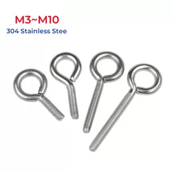 304 Stainless Steel Sheep Eye Screw Bolt M3 M4 M5 M6 M8 M10 Ring Hook Hanging Ring Screw
