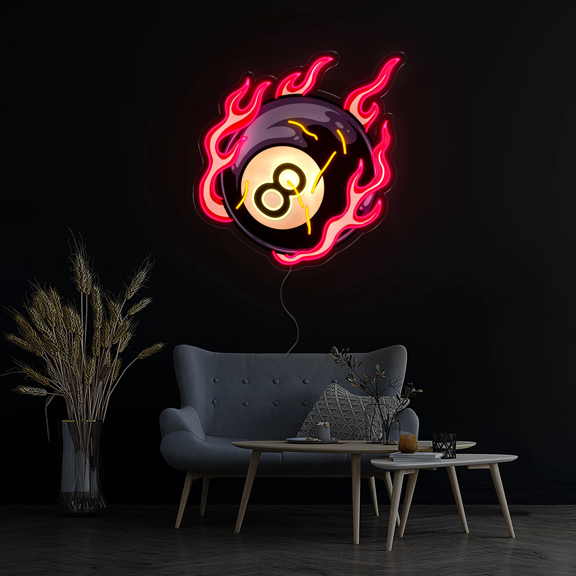 كرة البلياردو النيون بار البيرة نادي العمل الفني تسجيل لعبة غرفة الأعمال متجر جدار ديكور فني هدية عيد ميلاد للمراهقين USB تسجيل