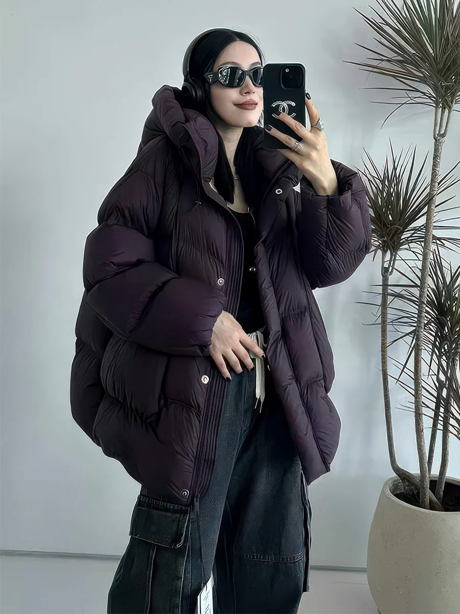 Cappotto invernale da donna Thiened White Du down Puffer Jaet con cappuccio caldo Sli Sweet Sle lunghezza regolare senza marca