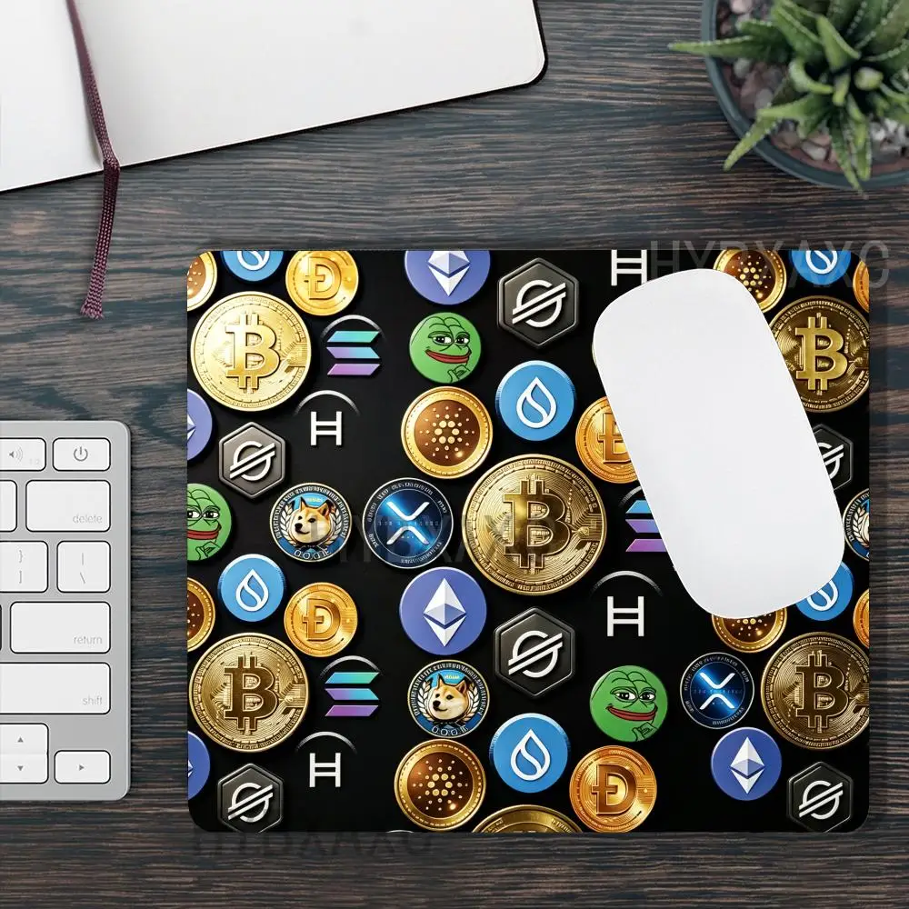 

HYBXAXC Crypto Coin Pattern Gaming Small Mouse Pad Non-Slip Rubber Base Desk Mat for Gamers Extended Mousepad for Office & Home