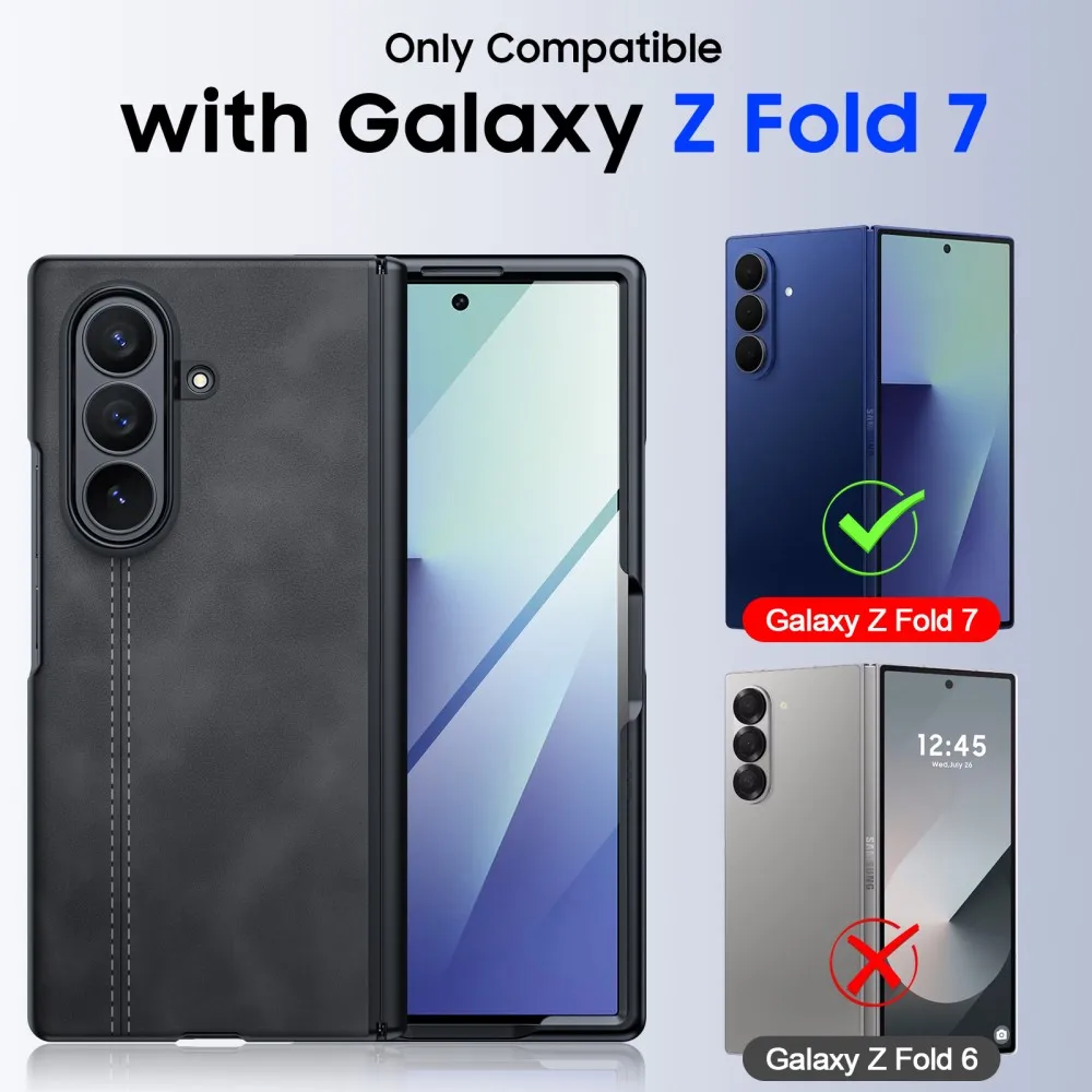 

For Samsung Galaxy Z Fold 7 sheep leather texture, with protective film [HD and privacy], central hinge protection