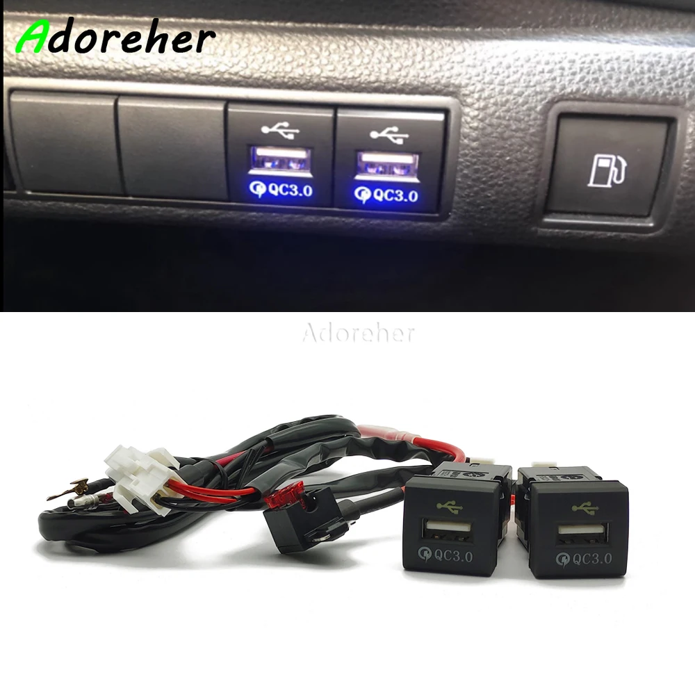 

Car Fast Charge Dual QC3.0 USB Interface Socket Adapter Quick Car Charger For Prado Reiz Corolla RAV4 Camry Levin