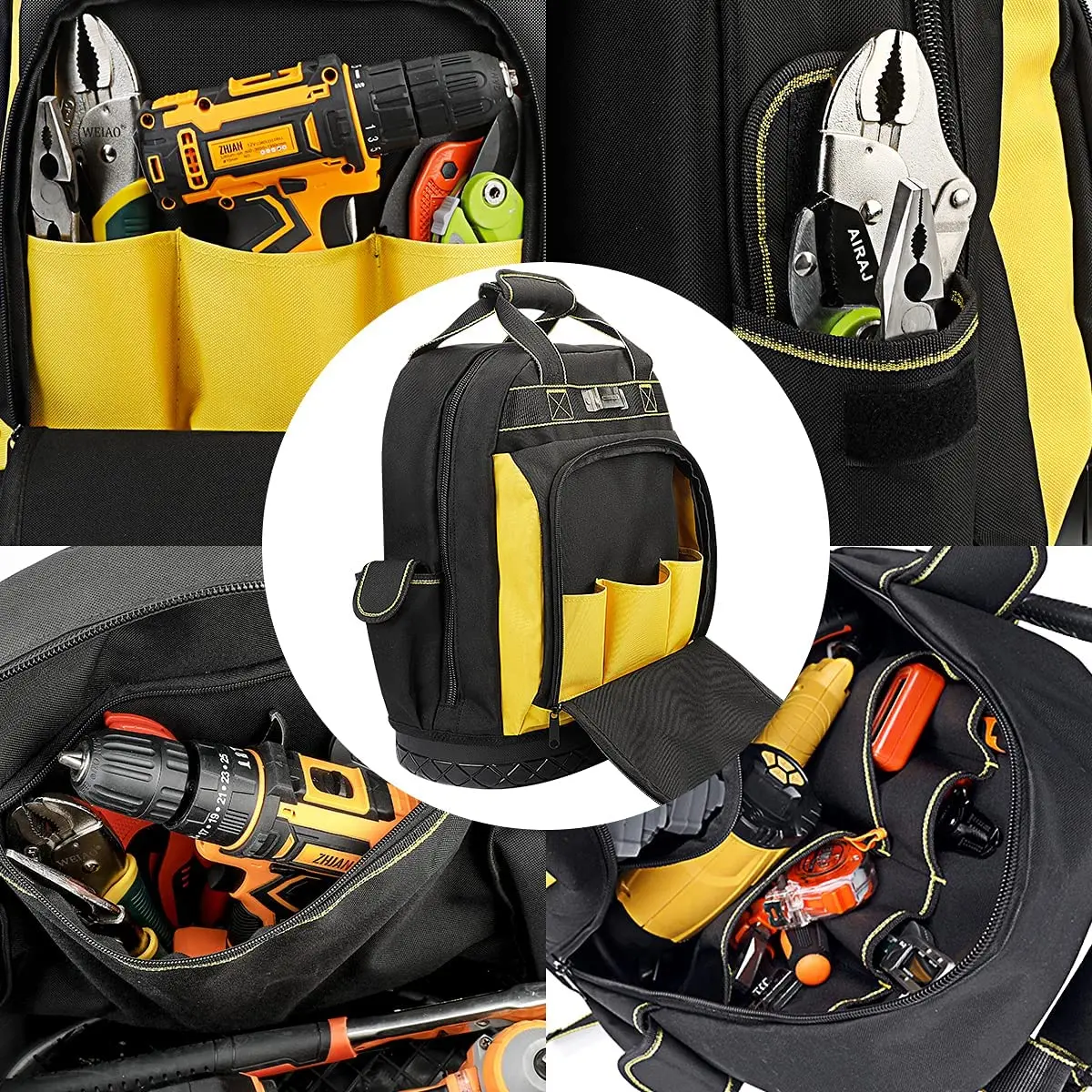 New Waterproof Tool Backpack Tool Bag Rubber Base Heavy Duty Tool Organizer Electrician Plumber Maintenance Worker Portable Bag