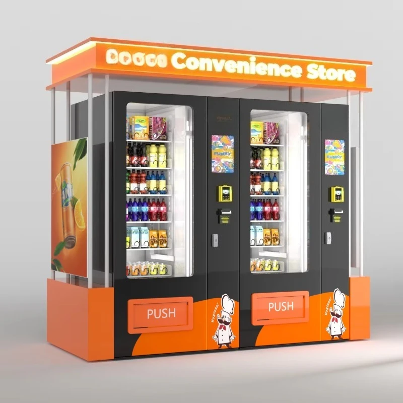 Customize Combo Vending Machine With Card Reader Fast Food Cold Drink Chip Snacks Customized Refrigerated Drink Vending Machine