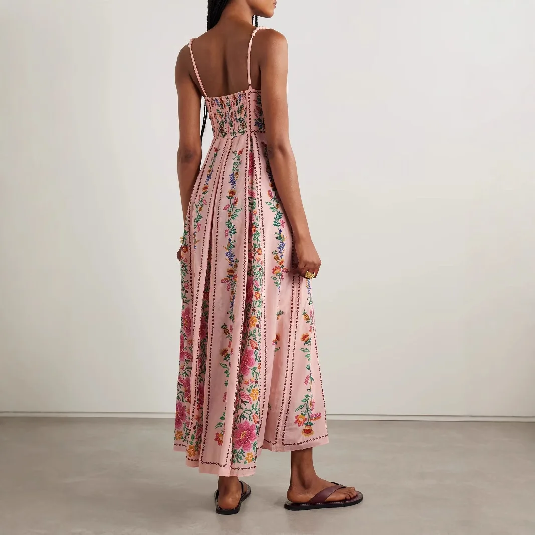 Sommer Sexy Frauen Kleid Böhmen Lange Kleider Luxus Elegante Liebsten Ärmellose Slip Floral Strand Sommerkleid Kleid Weibliche 2025