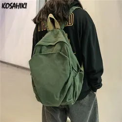 Trendy Fashion Casual All Match Backpack Vintage High-capacity Women Students Schoolbags Washable Canvas Korean Preppy Backpacks