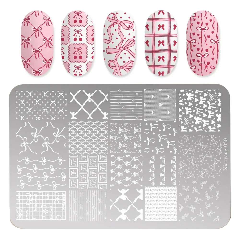 Szablony do stemplowania paznokci 14,5*9,5 cm, wzory kokardki, płytki do stemplowania paznokci, kawaii kokarda, narzędzia do manicure