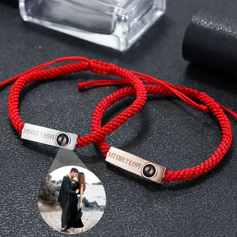 S925 Silver Custom Photo Bracelet Personalized Projection Photo Bracelets for Women Lover Couple Family Jewelry Girl Friend Gift