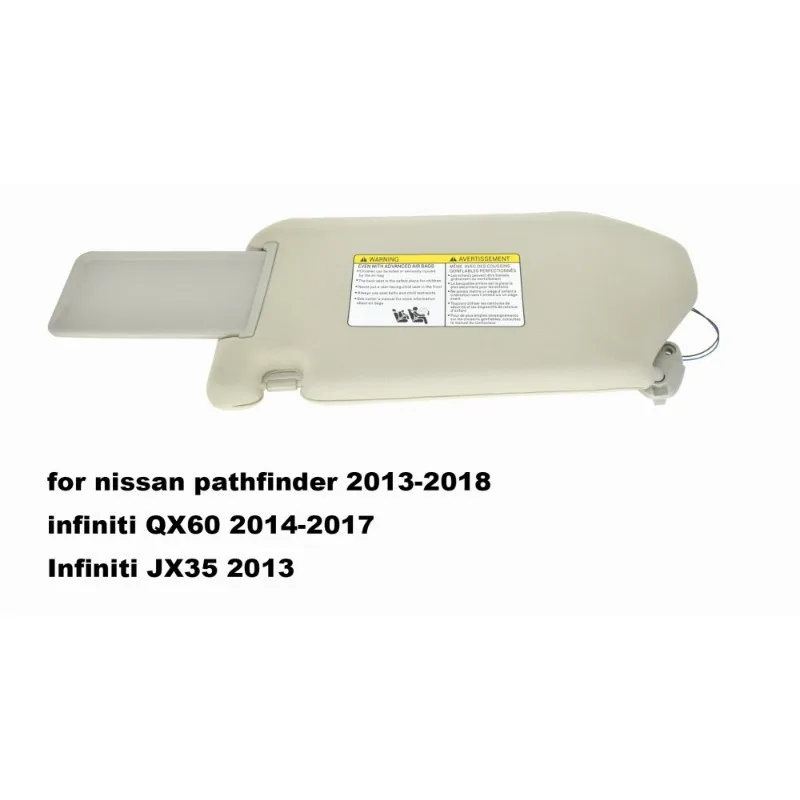 96401-9PB0A Sun Visor with Make Up Mirror for Infiniti QX60 JX35 2014 2015 2016 2017 1pc Brand New Gray Beige