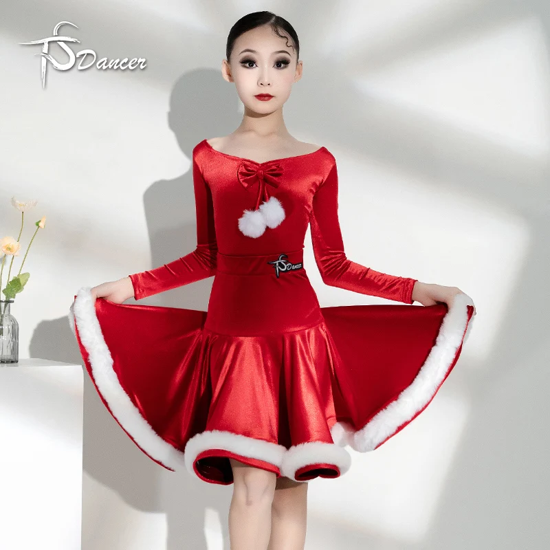 

Festival costume, girls' autumn and winter performance, Latin dance competition costume, red children's performance costume