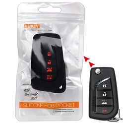 For Toyota Camry Corolla 2021 2022 2018 2017 Remote Smart Silicone 4 Button Key Case Cover Holder Key Ring Chain Protect Holder