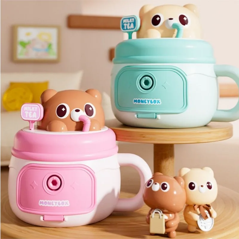 1pcs New Simulated Bear Water Cup Storage Tank Animal Design Savings Tank Portable Openable Money Storage Pot Children's Gifts