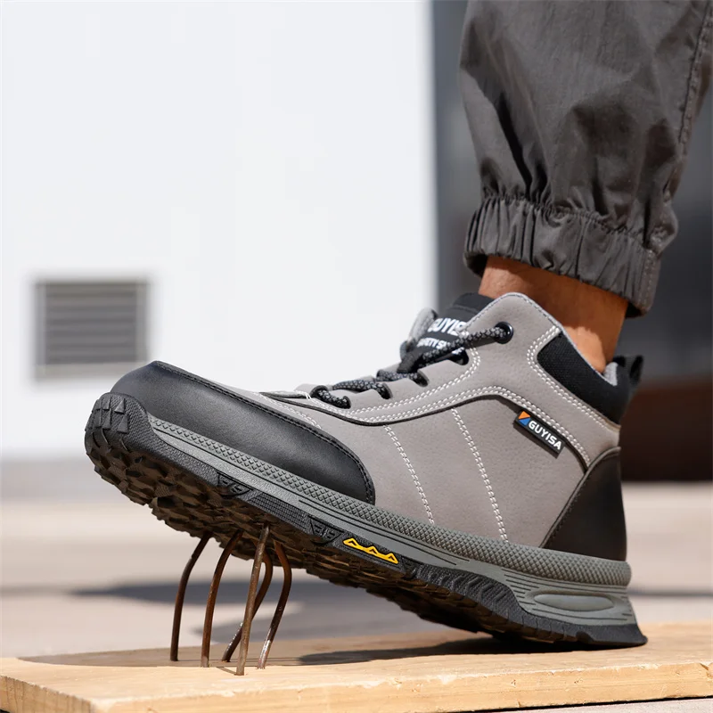 Fashion Men's Protective Boots Steel Toe Cap Indestructible Safety Work Shoes Sneakers Anti Smashing Construction Male Footwear