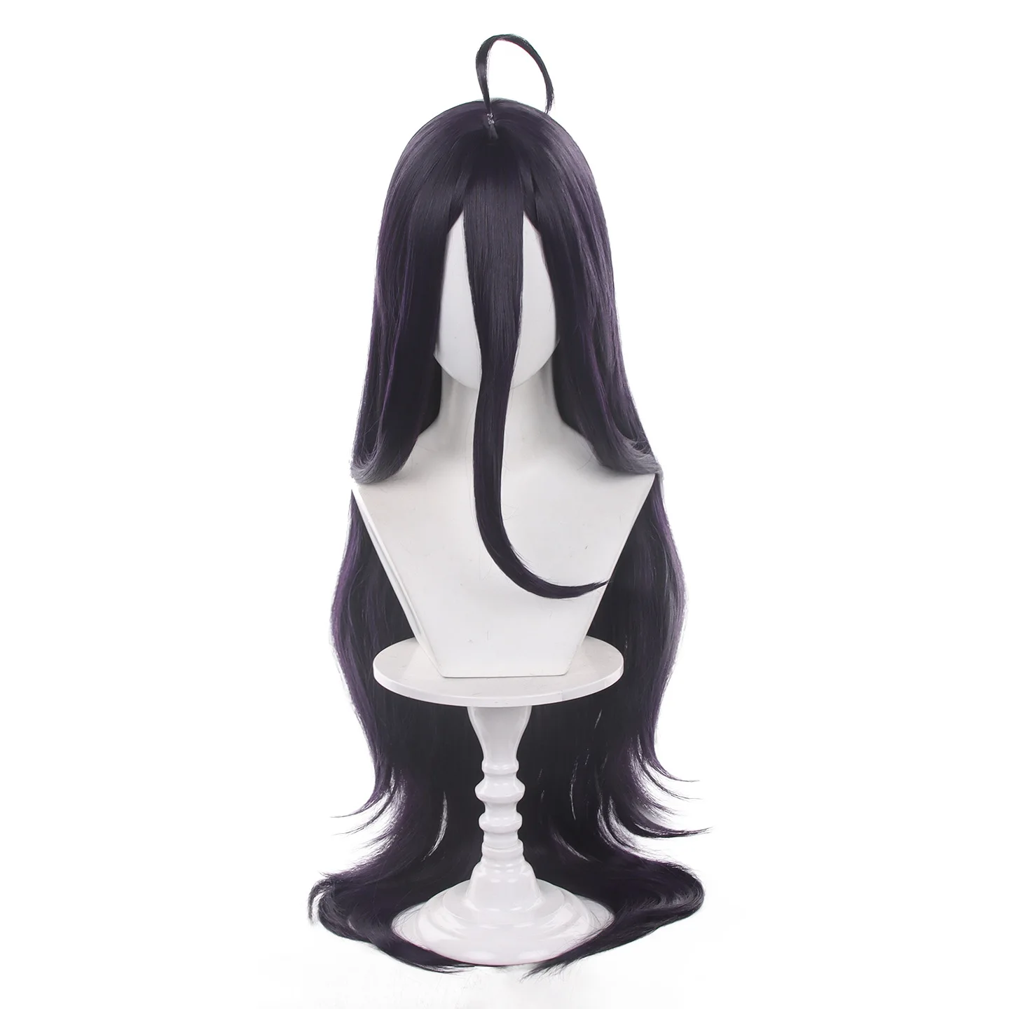 Peruca Cosplay Albedo 100cm Anime Overlord, Peruca Roxa Profunda e Preta, Resistente ao Calor, Sintética + Touca para Peruca