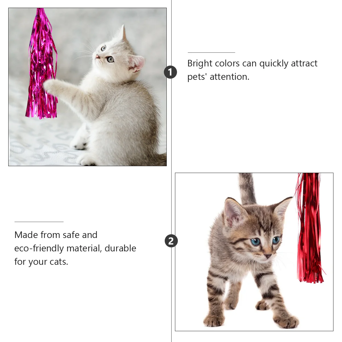 

10pcs Cat Teaser Wand Replacement Refills Glitter Tassel Design Durable Eco-Friendly Interactive Kitten Plaything Indoor Cat For