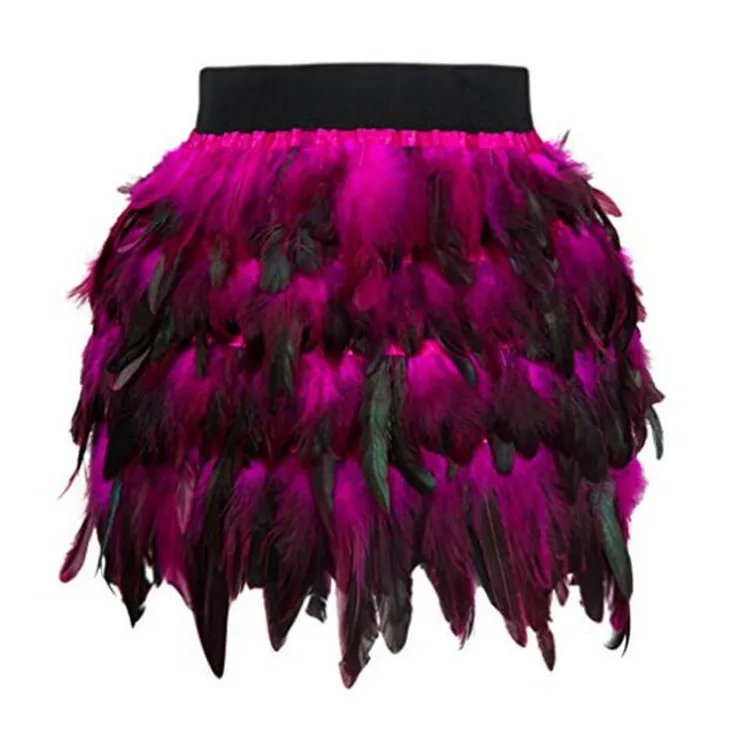 Performance Costume Jazz Dance Luxurious European and American Peacock Feather Stage Costume Irregular Half Skirt