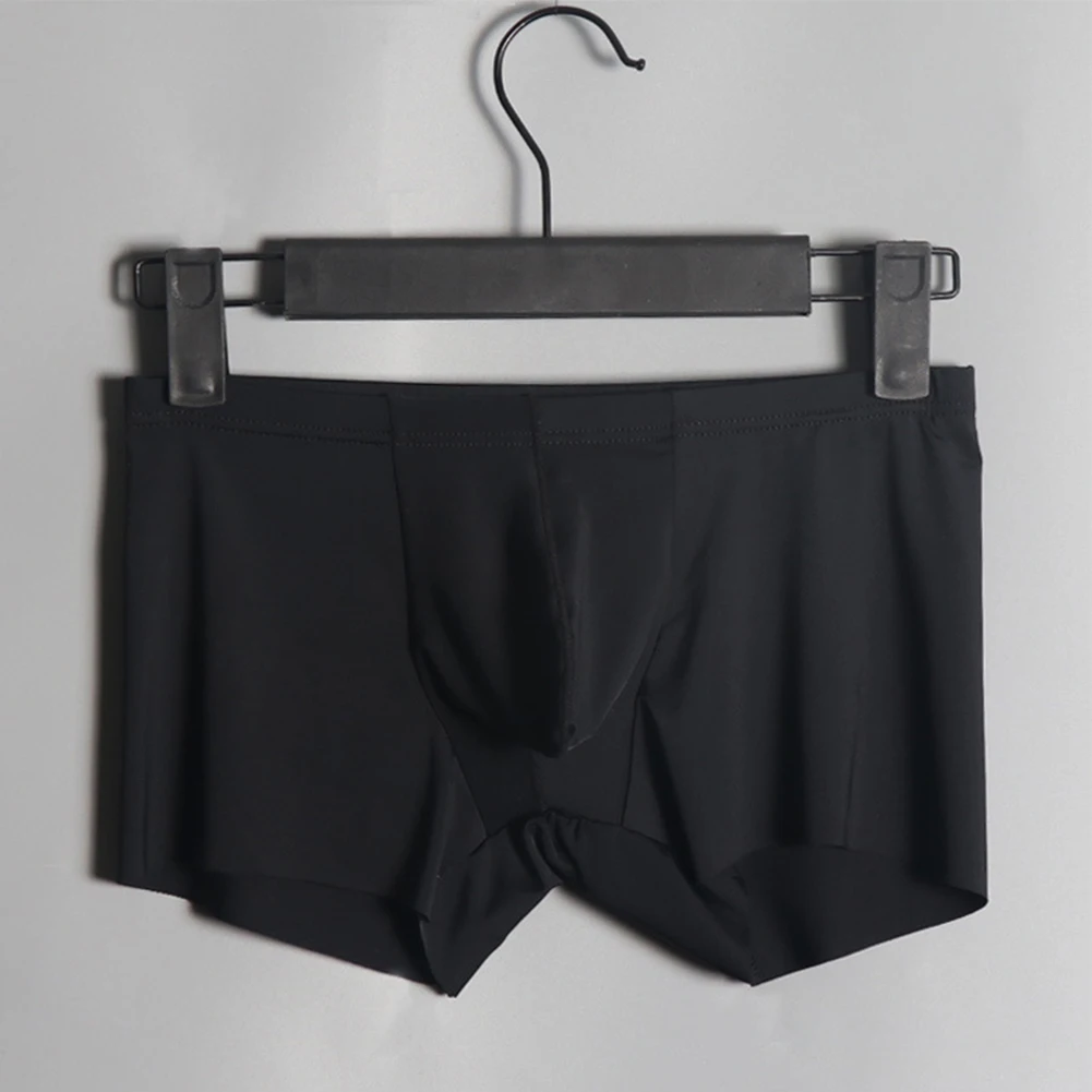 

1pc Men's U-Convex Pouch Boxer Briefs Underwear Ice Silk Solid Color Boxers Shorts Elastic Man Panties Underpants