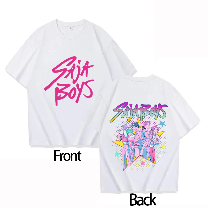 2025 Saja بنين القطن الجولة الرقبة صبي GirlsT-shirt KPOP شيطان هنتر الرجال قصيرة الأكمام مريحة الكبار أعلى الوالدين والطفل S-3XL