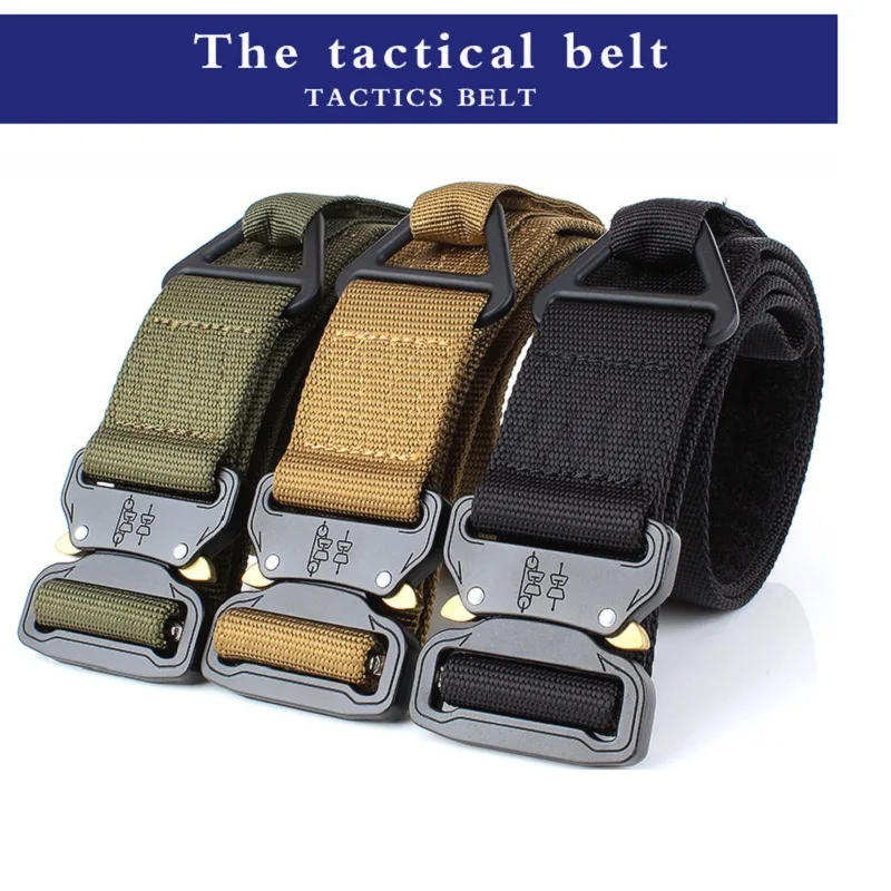 

Men Tactical Nylon Waist Belt With Metal Buckle Adjustable Heavy Duty Training Waist Belt Men Belt Sturdy Hook Waistbands 4.5cm