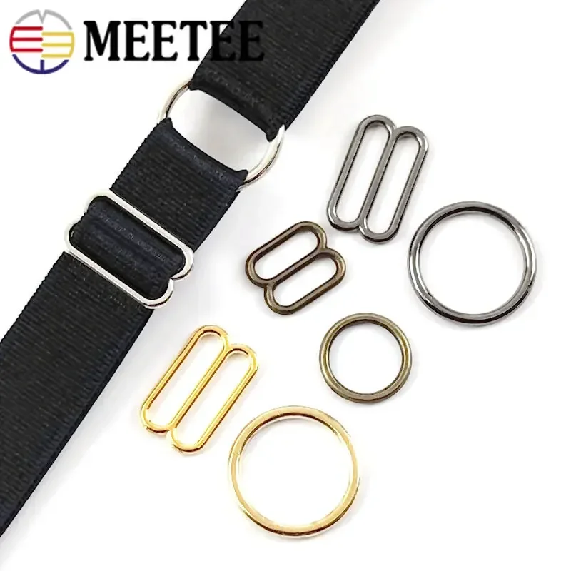 50Sets Metall O Ring BH Schnallen Teller Bikini Clip Verschluss Stecker Unterwäsche Strap Slider Dessous Hardware Nähzubehör