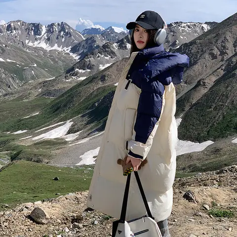 TFETTERS 여성용 후드 롱 코트, 한국 스트레이트 루즈 코트, 두꺼운 웜 다운 코튼 패딩 파카, 겨울 코트, 2024 신상