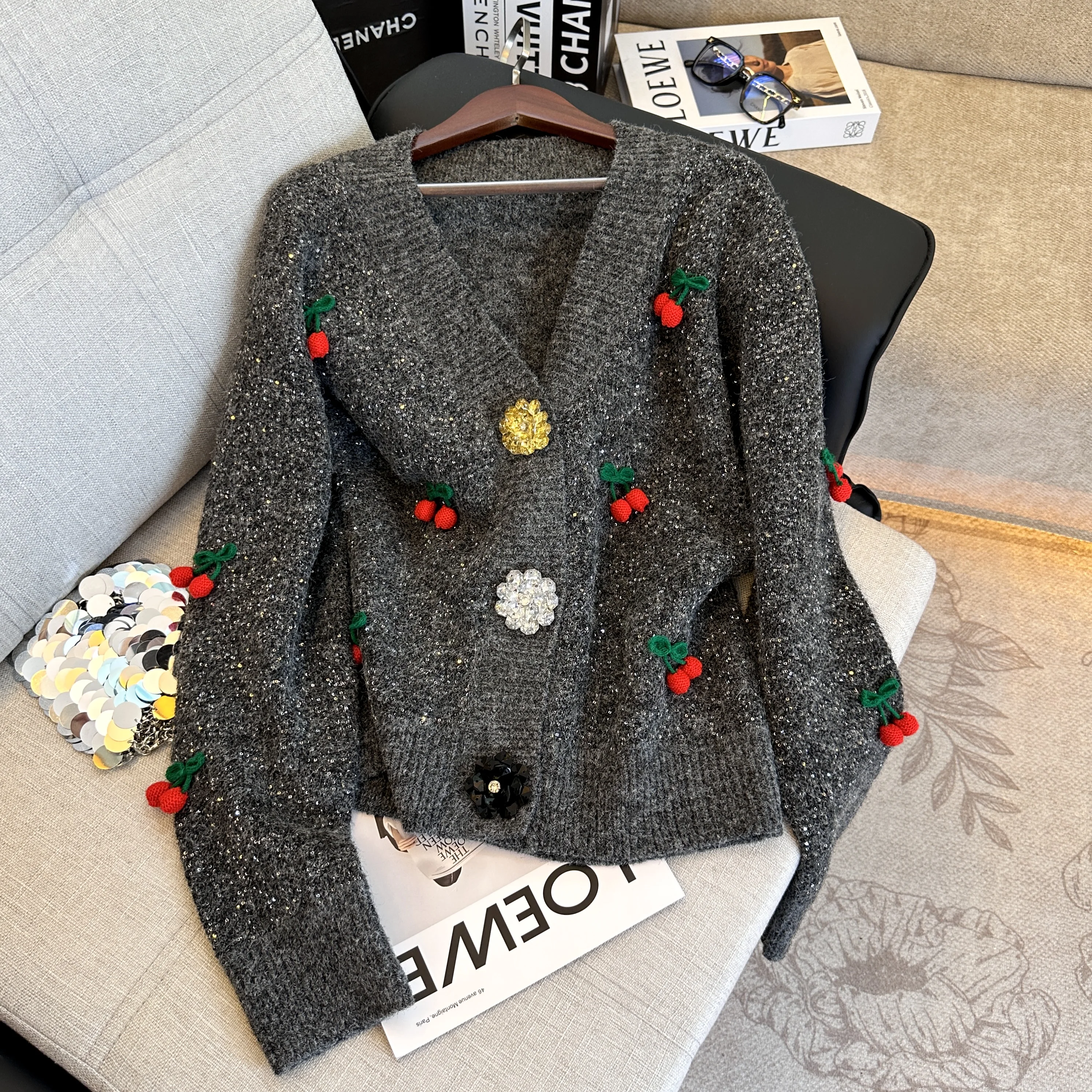 

Elegant Large Size Women's Knitted Open Cardigan Long Sleeve Autumn Winter Fashion Top High Waist Loose Fit Casual Style